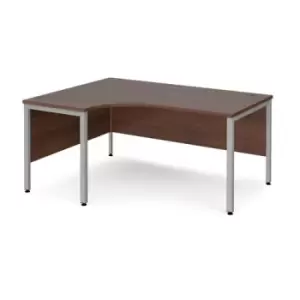 image of Office Desk Left Hand Corner Desk 1600mm Walnut Top With Silver Frame 1200mm Depth Maestro 25 MB16ELSW