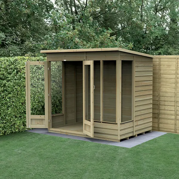 image of 7' x 5' Forest 4Life 25yr Guarantee Double Door Pent Summer House (2.26m x 1.7m)