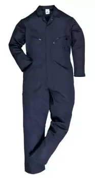 Image of Polycotton Zip Coverall - Navy - XX Large (Tall) C813NATXXL PORTWEST