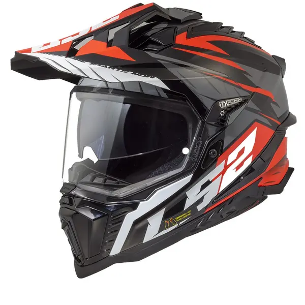 Image of LS2 MX701 Explorer Spire Black Titanium Red-06 Adventure Helmet Size XS