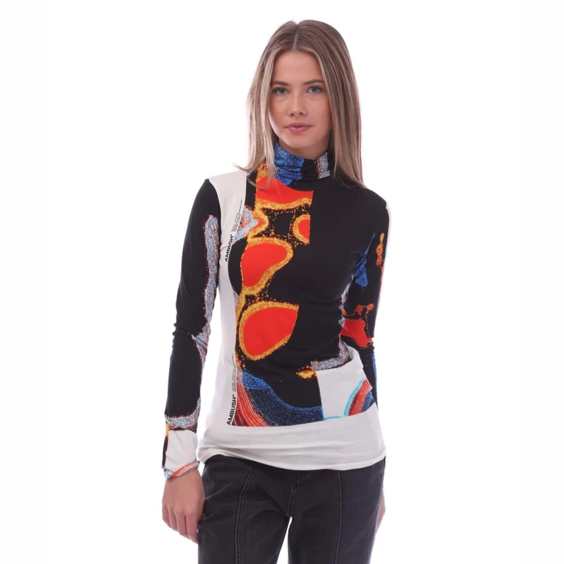 Image of Ambush Printed Fitted Long Sleeve Turtleneck Top - Multi Multi 8