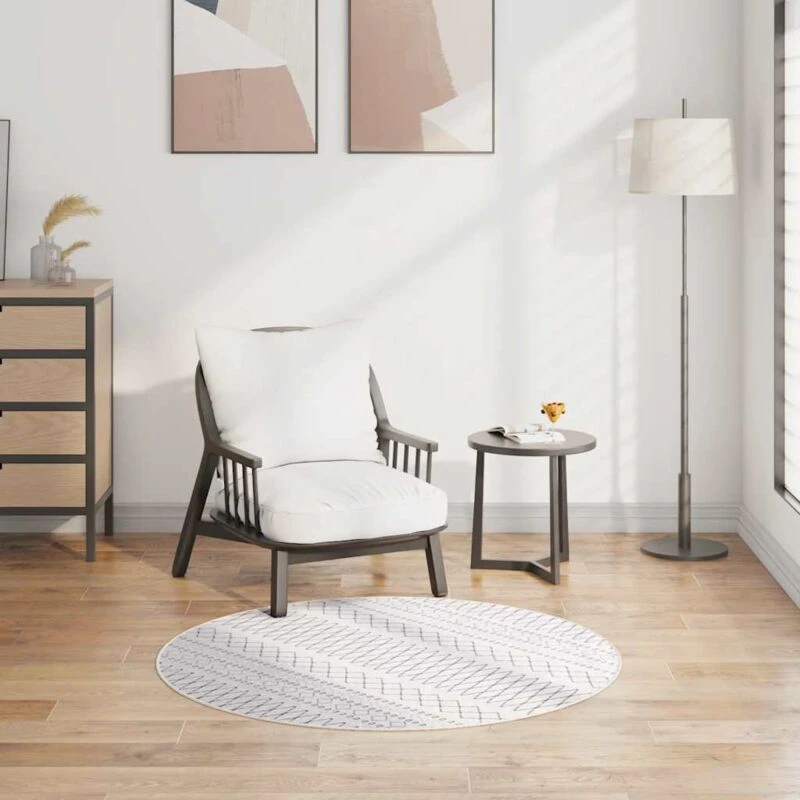 Image of VIDAXL Rug Washable φ120cm Black and White Anti Slip vidaXL 8720286654095