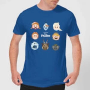 image of Disney Frozen Emoji Heads Mens T-Shirt - Royal Blue - L