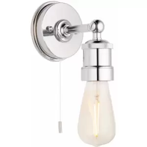 image of Loops - Chrome Plated Industrial Bathroom Wall Light - IP44 Rated - Knurled Detailing