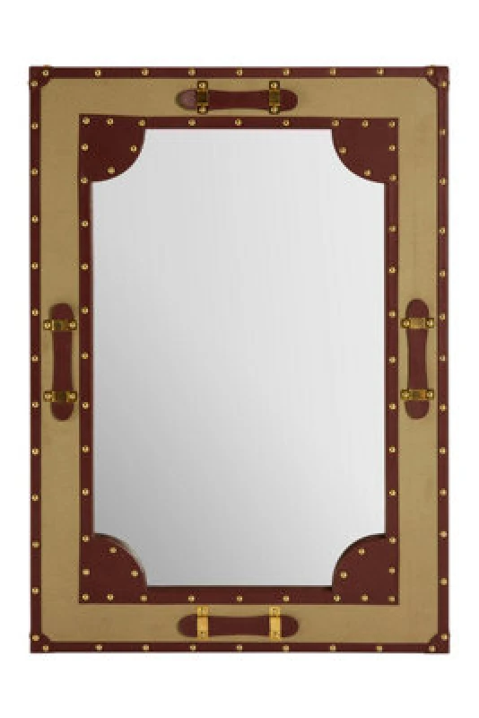 Image of Orsina Canvas And Leather Trim Wall Mirror