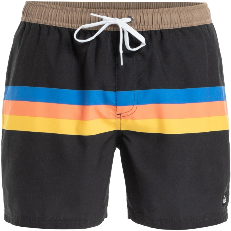 Image of Quiksilver Mens Quik Volley Swim Shorts Black Strip male Large