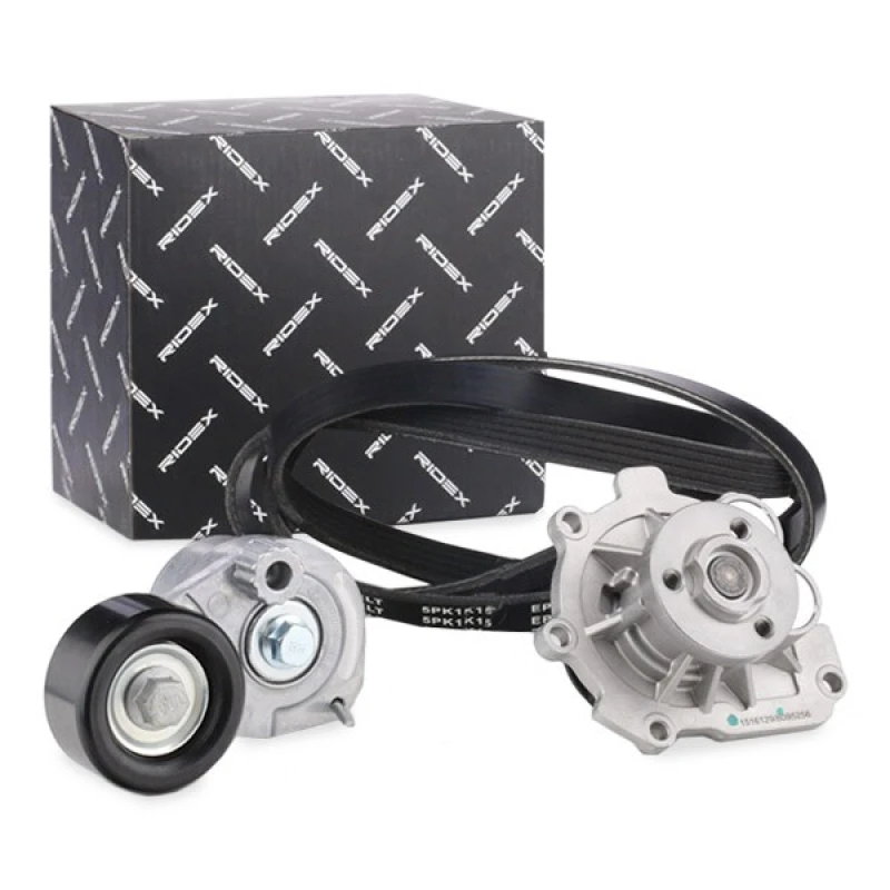 Image of RIDEX 4172P0026 Water Pump + V-Ribbed Belt Kit with water pump Water Pump + V-Ribbed Belt Kit (4172)