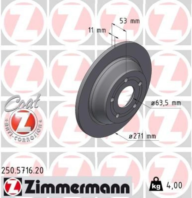 Image of ZIMMERMANN Brake disc ZIMMERMANN 250.5716.20