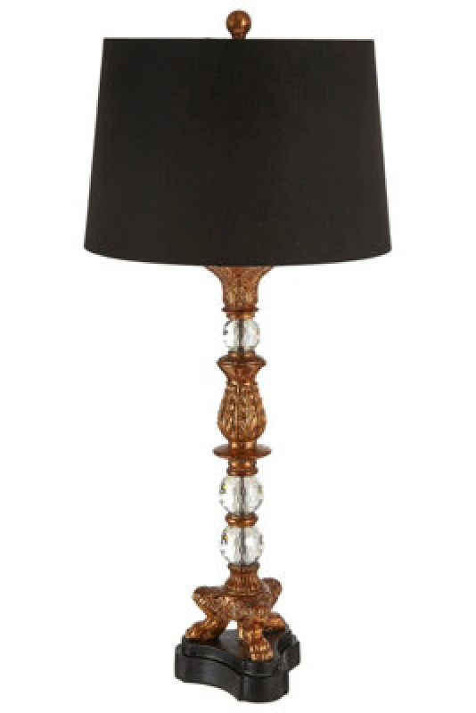 Image of Orsina Classical Bronze Table Lamp, Ornate Boutique Accent Lamp For Living Room, Black & Bronze Lamp