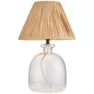 Image of Directory Lyra Raffia 1 Light Table Lamp Clear Textured Glass, Natural Raffia - Endon