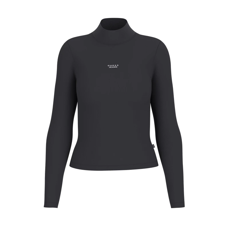Image of Guess Womens Roll Neck Long Sleeve T-Shirt Jet Black A996 female 8 (XS)