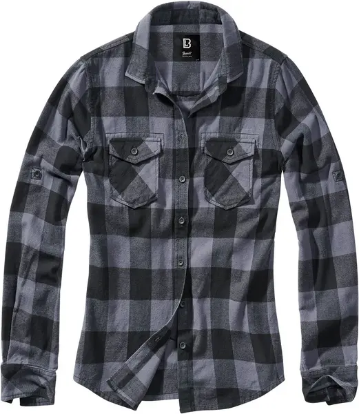 Image of Brandit Amy Flannel Checkshirt Flanel Shirt Black grey L Women