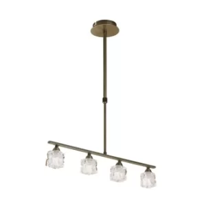 image of Ice Ceiling Pendant 4 Light G9 ECO Bar, Antique Brass