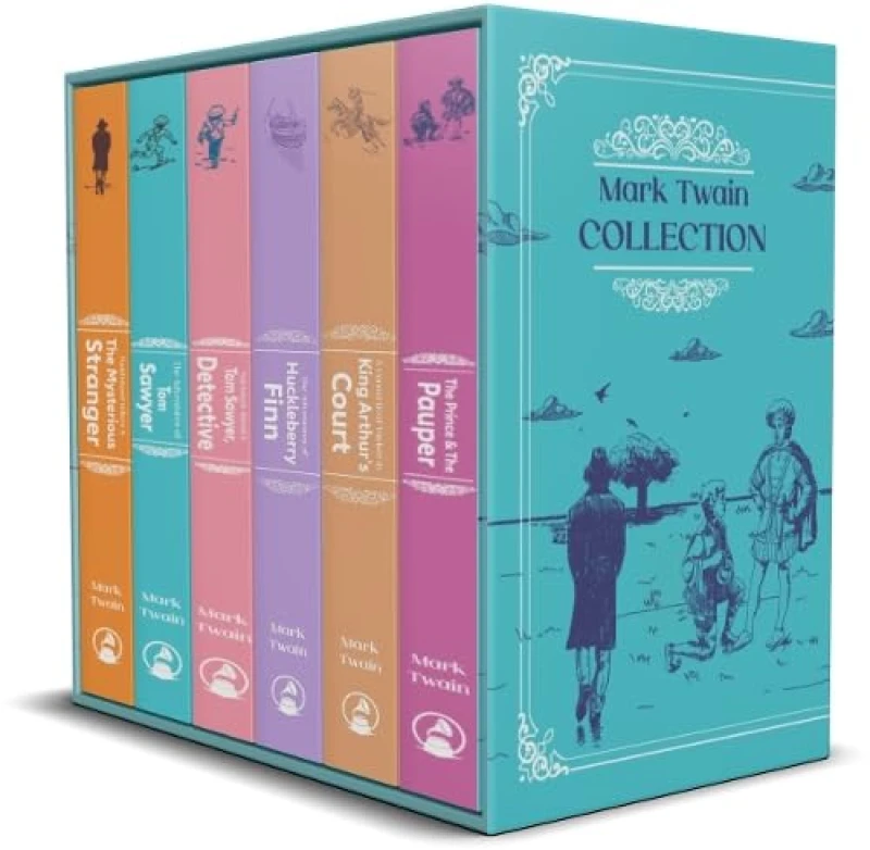 Image of Mark Twain 6 Book Deluxe Hardback Collection Adventures Of Tom Sawyer Mark Twain Books