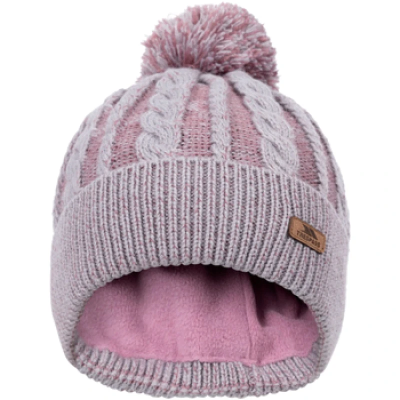 Image of Trespass Elle Leather Badge Beanie Rose female