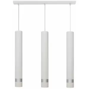 image of Helam Tuba Straight Bar Pendant Ceiling Light White, Chrome 60cm