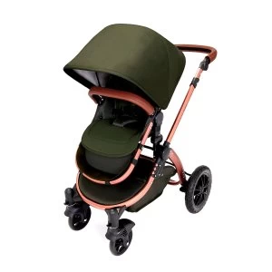 image of Ickle Bubba Stomp V4 i-Size Travel System with Isofix Base - Woodland on Bronze with Tan Handles