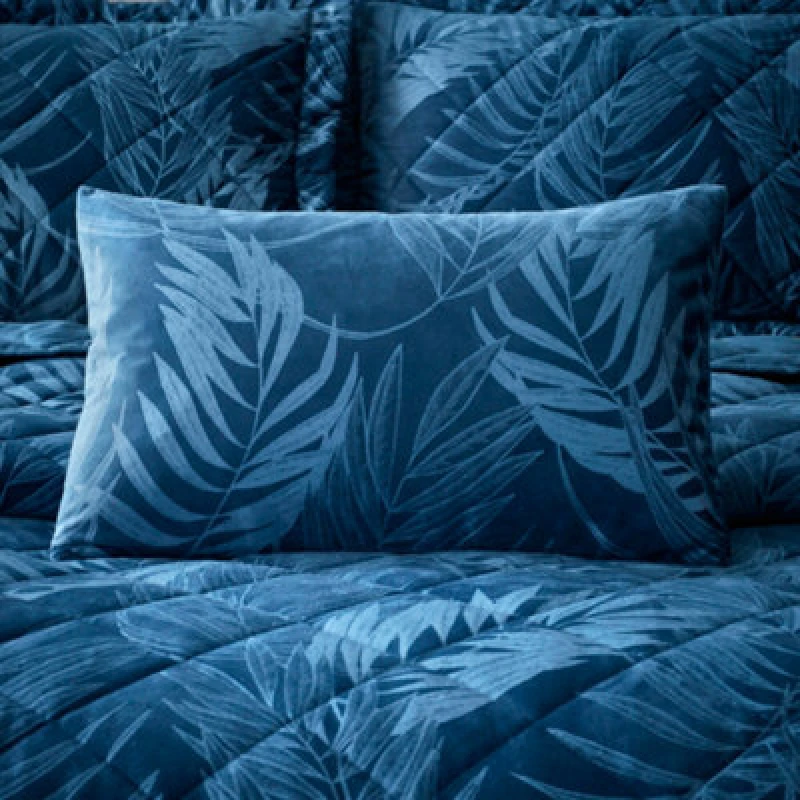 Image of Portfolio Home Woburn Botanical Leaf Teal Rectangular Filled Boudoir Cushion Pillow Bed Sofa 32 X 50Cm