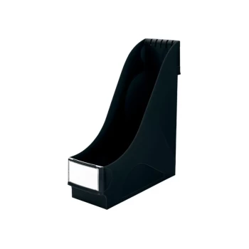 image of Magazine File, extra wide High capacity (92 mm). Includes label holder. A4. Black. - Outer carton of 8