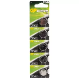 Image of GP Batteries GPPBL1632025 GP Lithium Button CR1632 (DL1632) card of 5
