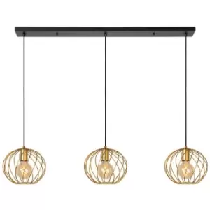 Image of Lucide DANZA - Bar Pendant Light - 3xE27 - Matt Gold, Brass