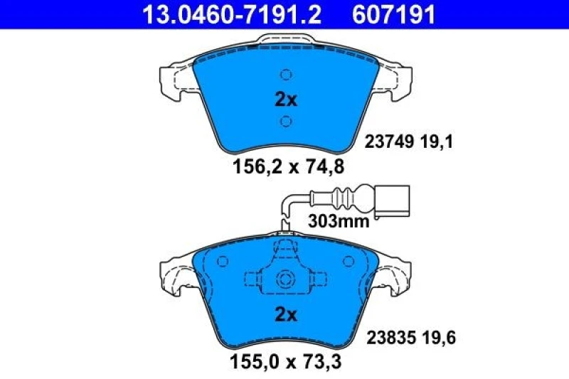 Image of ATE 13.0460-7191.2 Brake pad set incl. wear warning contact Brake Pad Set,disc brake (402)
