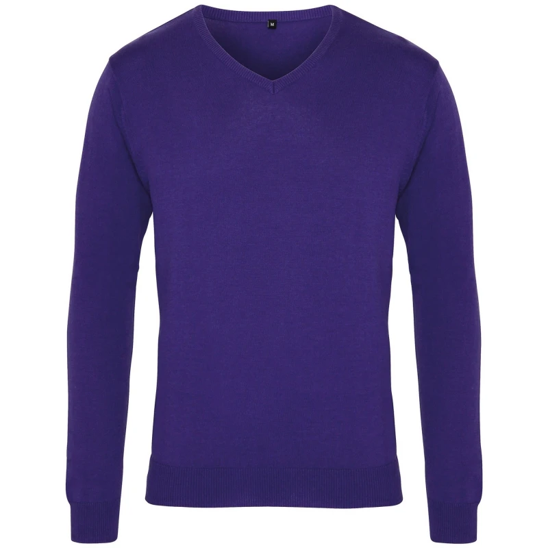 Image of Premier Premier Men V-Neck Knitted Sweater in Purple Size: X-Small Purple XS Male 5057080146154
