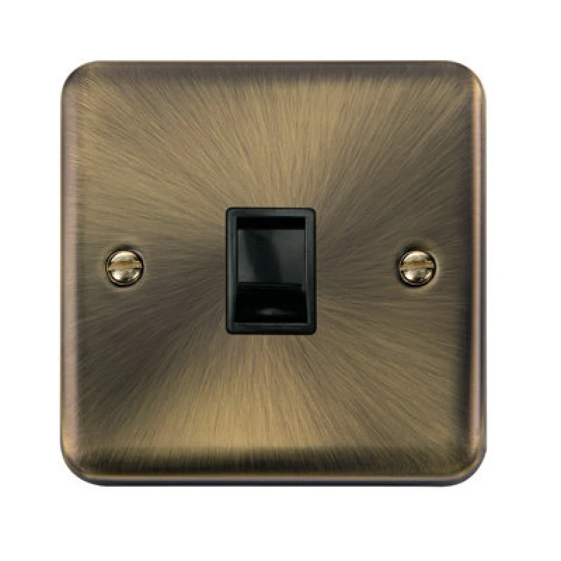 Image of SE Home Curved Antique Brass Rj11 Socket Gold