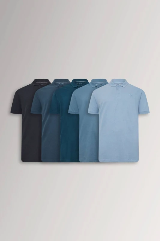 Image of BadRhino BadRhino Men 5 Pack Short Sleeve Polo Shirts in Dark Navy Size: 4X-Large Dark Navy 4XL Male 5063111959693