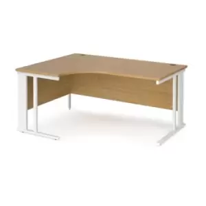 image of Office Desk Left Hand Corner Desk 1600mm Oak Top With White Frame 1200mm Depth Maestro 25 MCM16ELWHO