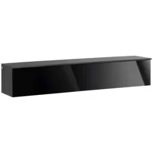 image of HOMCOM Wall Mounted TV Stand Unit With Storage And High Gloss Effect - Black