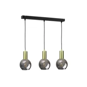 image of Supra Bar Pendant Ceiling Light Black, Gold, 60cm, 3x E27