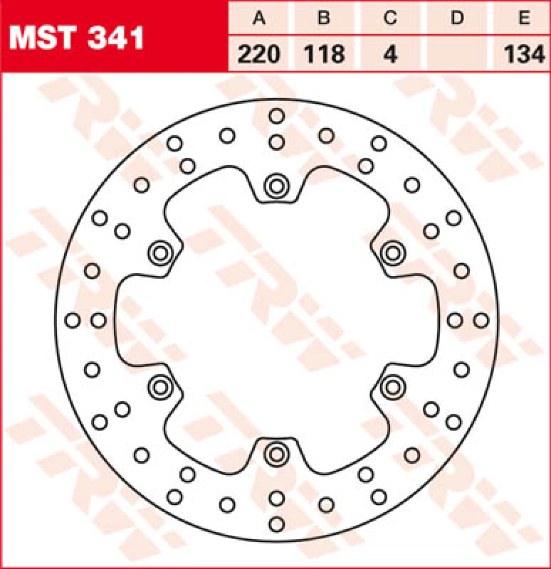 Image of TRW MST341 Brake disc Perforated Brake Disc (82)