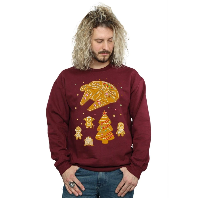 Image of Star Wars Star Wars Men Gingerbread Rebels Sweatshirt in Burgundy Size: Small Burgundy S Male 5059400521672