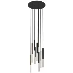 image of Zumalinelighting - Zumaline One Integrated LED Cluster Pendant Ceiling Light, Matt Black, French Gold, 9 Light, 4050lm, 3000K