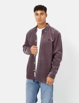Image of Carhartt-WIP Madison Cord Shirt - Misty Thistle Pink/Black