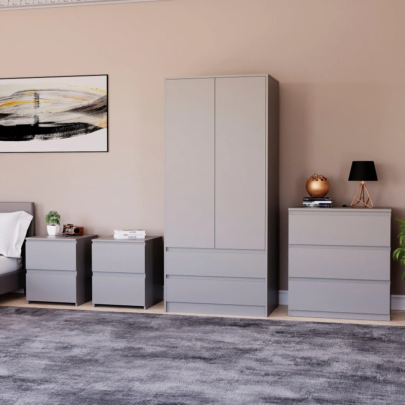 Image of Lassic Vida Designs 4 Piece Denver Bedroom Set 1 Grey unisex One Size