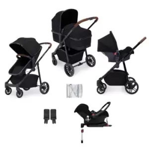 image of ickle bubba Moon All-in-One Travel System With ISOFIX Base - Black / Tan