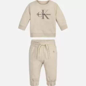 Image of Calvin Klein Babys' Monogram Sweatshirt Set - Muslin - 6 Months