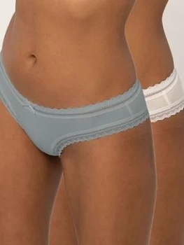 image of Dorina Lila 2 Pack Cheeky Hipster Briefs - Blue/Ivory