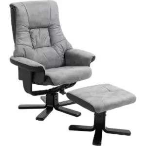 Image of Homcom - Recliner Armchair Footstool Duo Vintage Wood Base Home Micro Fiber Grey - Grey