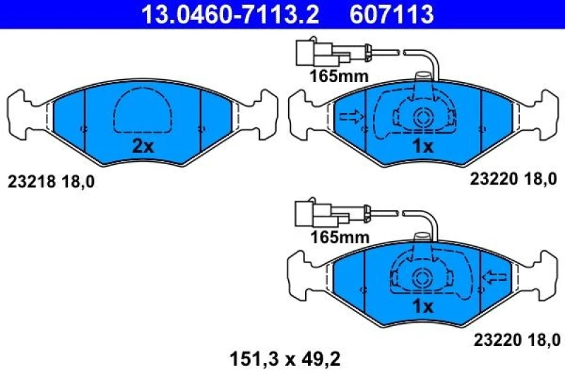 Image of ATE 13.0460-7113.2 Brake pad set incl. wear warning contact Brake Pad Set,disc brake (402)