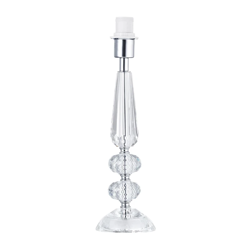 Image of Happy Homewares Designer Clear K9 Crystal Glass Table Lamp Base with Faceted Spheres Clear Unisex