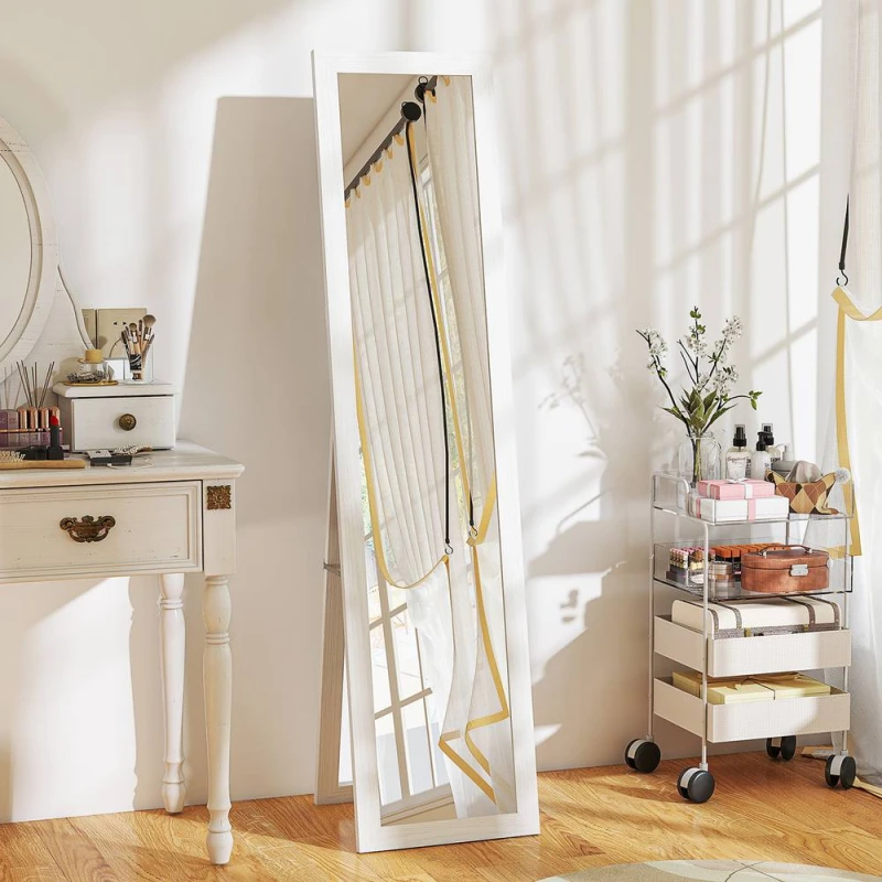 Image of HOMCOM 37 x 157cm Full Length Mirror with Frame for Bedroom, White White Unisex 37 x 157 cm