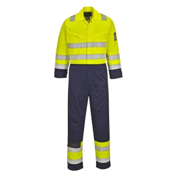 Image of Modaflame Flame Resistant Hi Vis Overall Yellow / Navy 2XL 34"