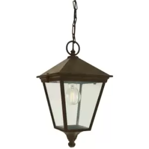 Image of Elstead Turin - 1 Light Chain Pendant Lantern - Black, Gold IP54