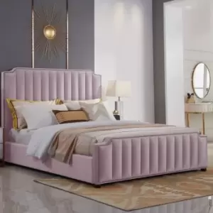 Image of Klara Bed King Plush Velvet Pink