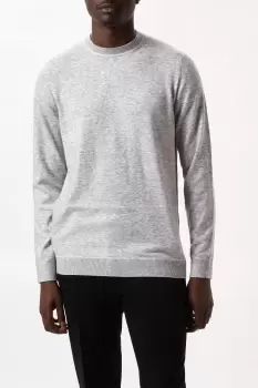 Image of Mens Super Soft Light Grey Fine Tipped Knitted Jumper