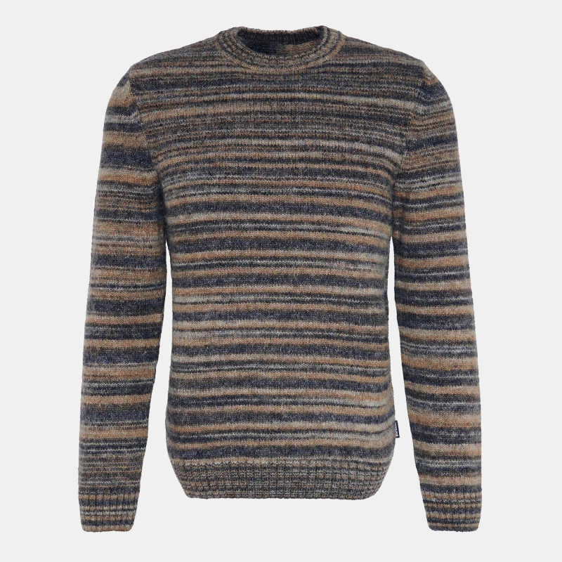 Image of Barbour Pateley Striped Crew Neck Jumper - Grey Grey XL