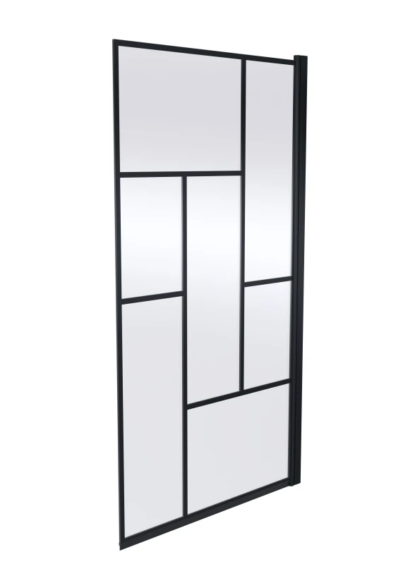 Image of Balterley Black Square Framed 6mm Toughened Safety Glass Reversible Shower Bath Black unisex